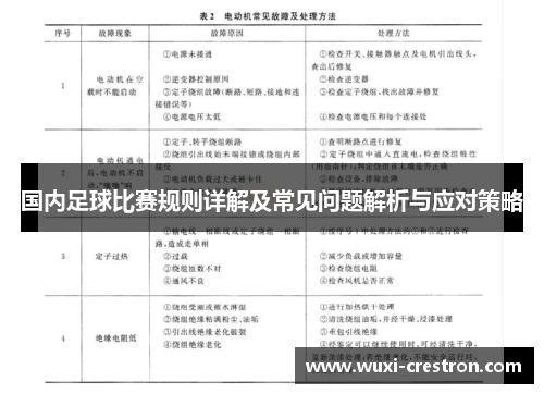 国内足球比赛规则详解及常见问题解析与应对策略